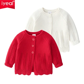 IYEAL New Spring Cotton Sweater Top Baby Girl Children Clothing Princess Girls Knitted Cardigan Sweater Kids Toddler Autumn Wear 2pcs lot spring autumn baby little girls knitted ruffle skirt suits children kids girl jersey skirt sweater bow tie frillies