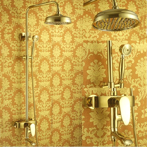 Retail - Luxury Brass Rainfall Shower Set, Overhead Shower Bar, Gold Color Shower Column, Free Shipping L15865