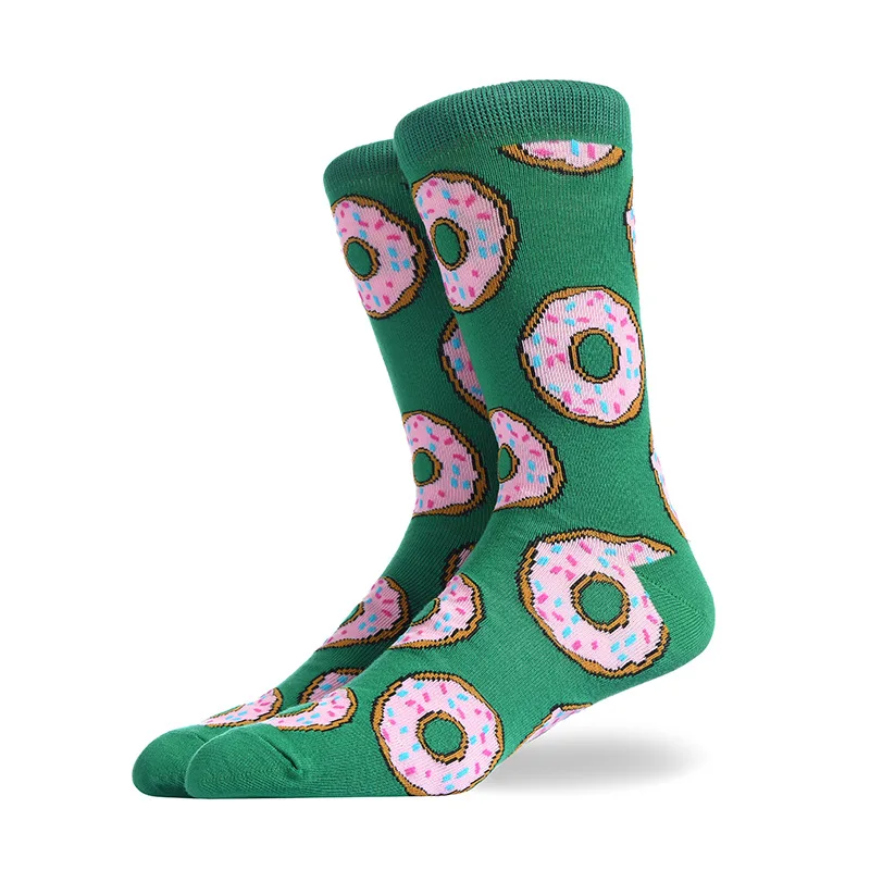 Новинка; повседневные мужские носки из чесаного хлопка; забавные уличные носки в стиле хип-хоп; Разноцветные Свадебные Носки с рисунком картофеля фри и пиццы - Цвет: TTST-4