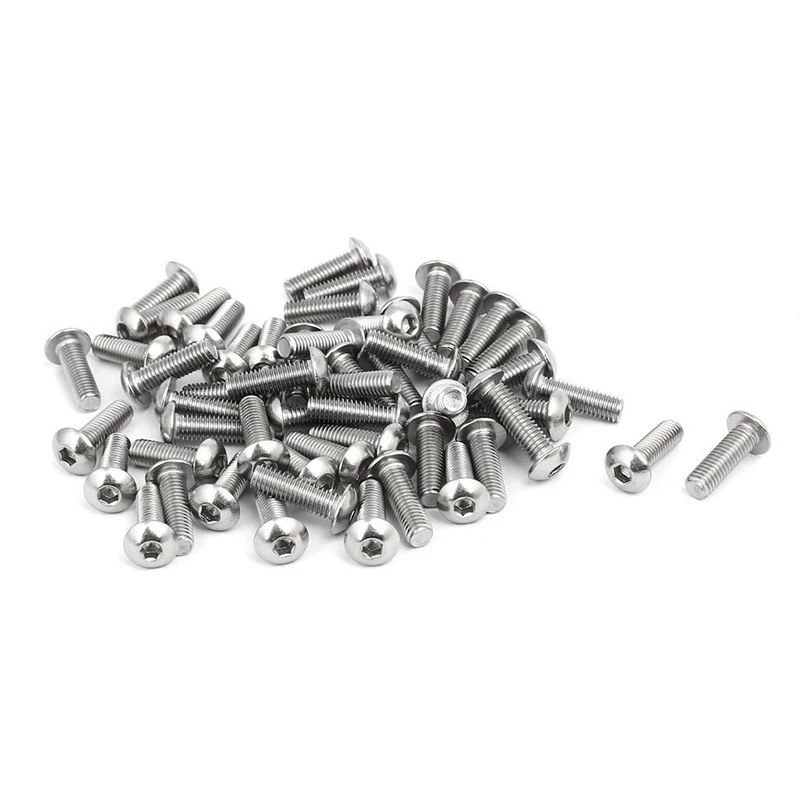 

55pcs M5 Screw 16mm 304 Stainless Steel Button Head Hex Socket Cap Screws Bolts Hex Socket Head Cap Screw Fastener Bolt