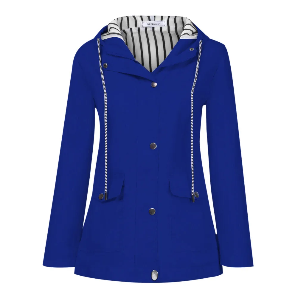 Autumn Winter Coat Windbreaker Women Solid Rain Jacket Outdoor Plus Waterproof Hooded Raincoat Windproof Jacket Plus Size