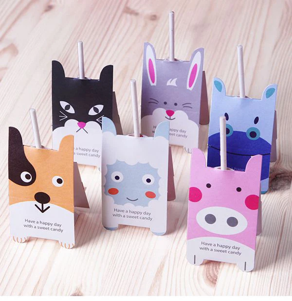 

Animals creative lollipop decorative paper card message card DIY bookmarks card six kinds selected 40 pieces/lot