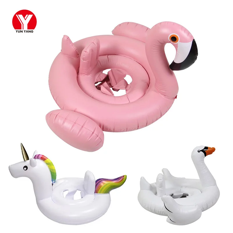 Inflatable Flamingo Baby Float White Swan Baby Swimming Ring Unicorn Baby Float Inflatable Ring Kids Swimming Water Pool Toys