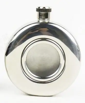 5 унций, круглая нержавеющая фляга для виски, водки, фляга золотого или серебряного цвета, русская фляга со стеклянным окном - Цвет: Silver