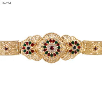 

New Model Wedding Dress Belt Traditional Caucasus Style Women Waist Chain Colorful Rhinestone Jewelry Belts In Gold