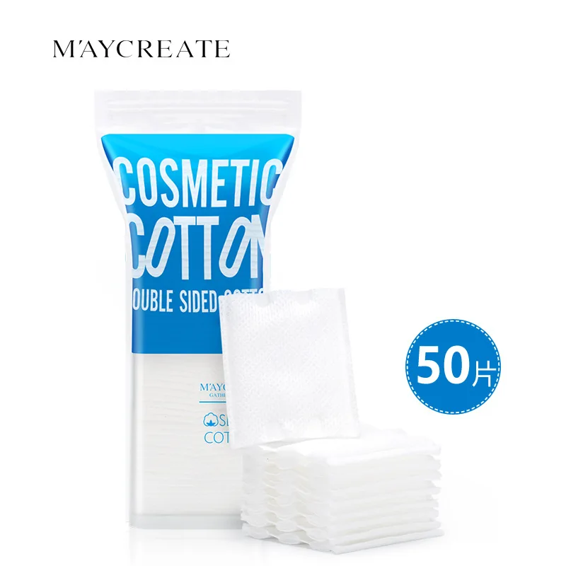 MayCreate 50pcs 3 Layers Purified Cotton Makeup Remover Cotton Face