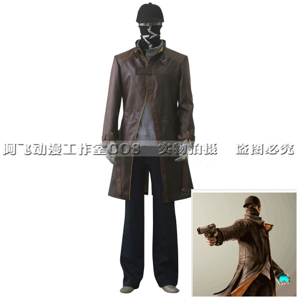 Anime! Watch Dogs Aiden Pearce Trench Coat Uniform Cosplay Costume Customize Halloween Daily Suit For Men Free Shipping | Тематическая