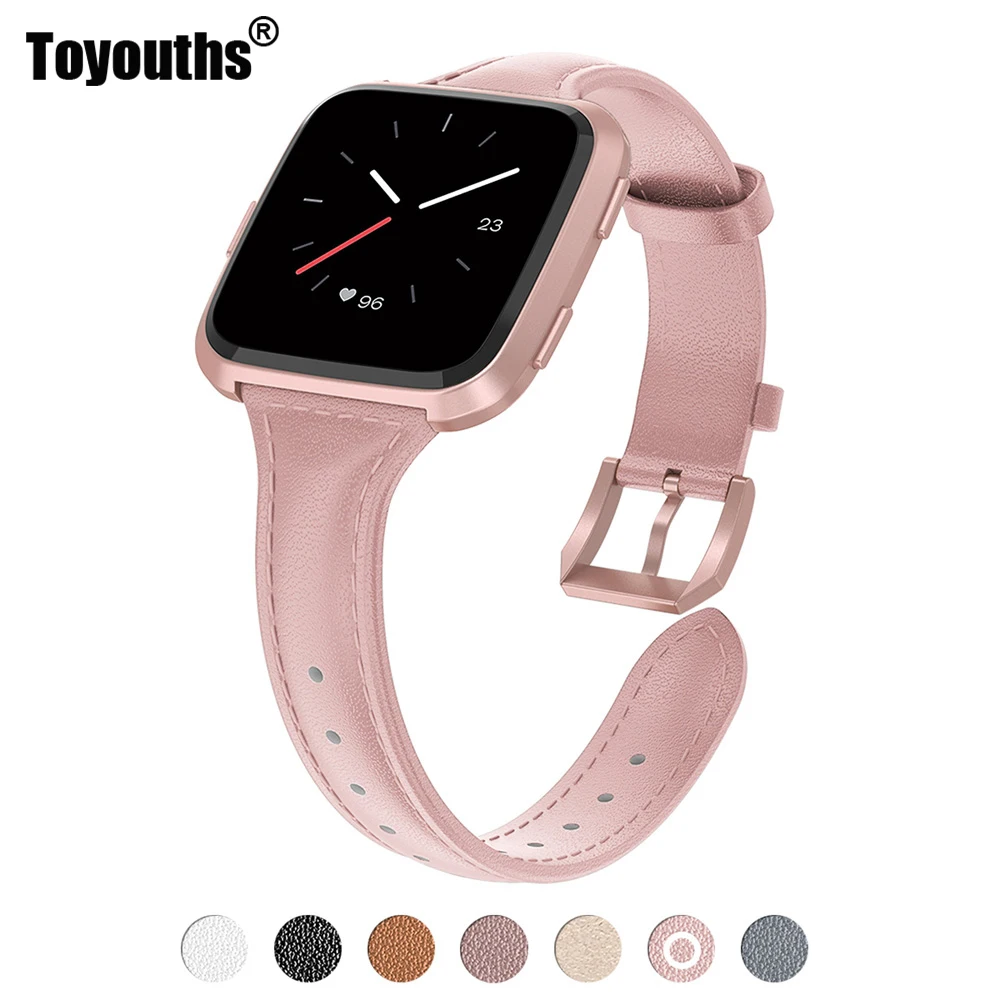 Wearlizer Flexible Genuine Leather Watch Band Classic Buckle Wristband Strap Replacement for Fitbit Versa Smartwatch | Наручные часы