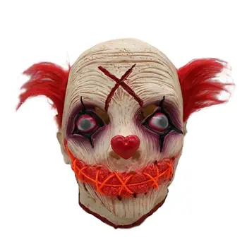 

LED Scary Halloween Mask Glowing Clown Masks Latex Headgear Halloween Horror Props