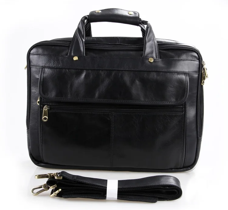Натуральная воловья жирная кожа мужские ручные портфели для путешествий сумка через плечо 7146A-1 - Цвет: Black