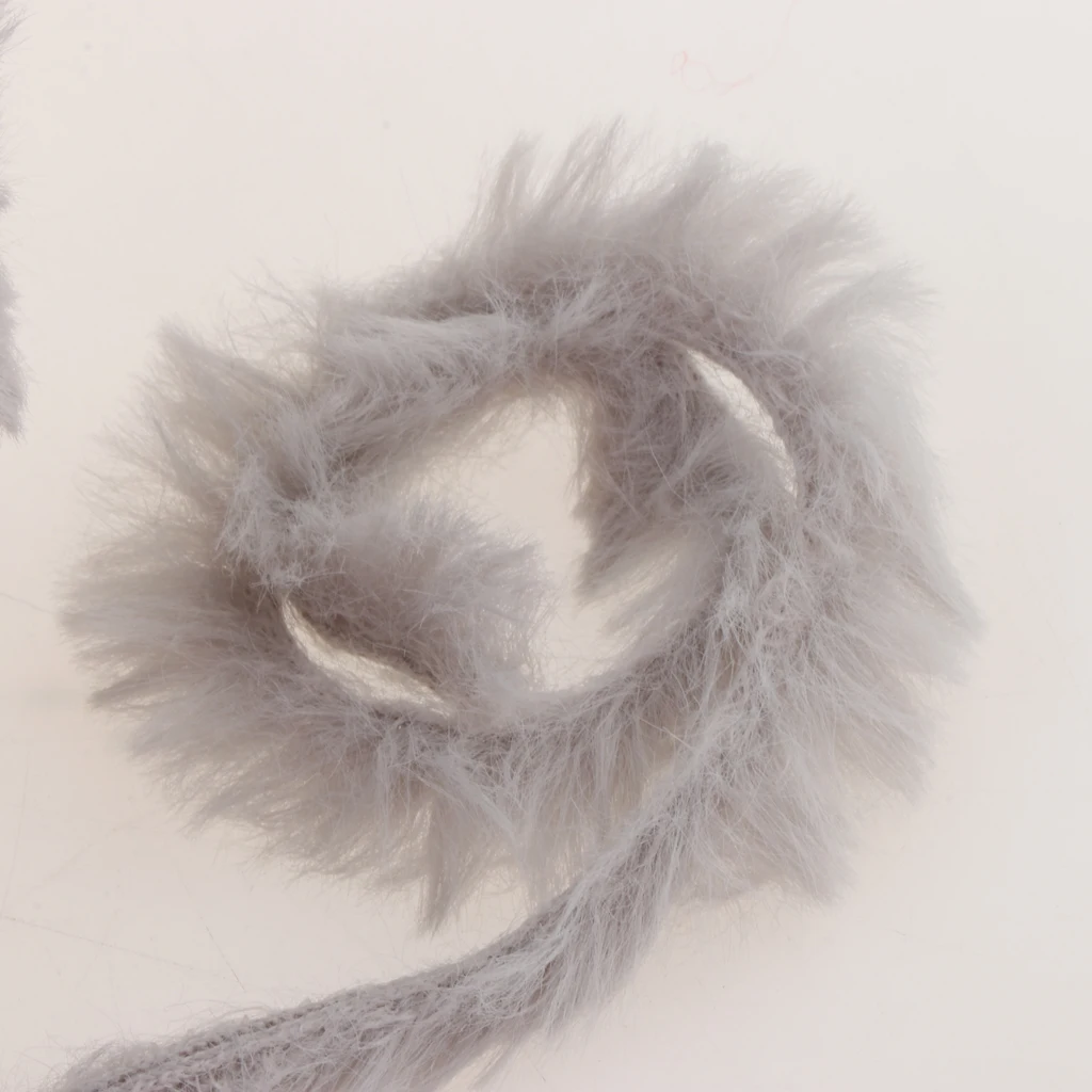 2 Pieces 32 Meters Soft Polyester Fluffy Faux Fur Yarn Eyelash for Crocheting Knitting