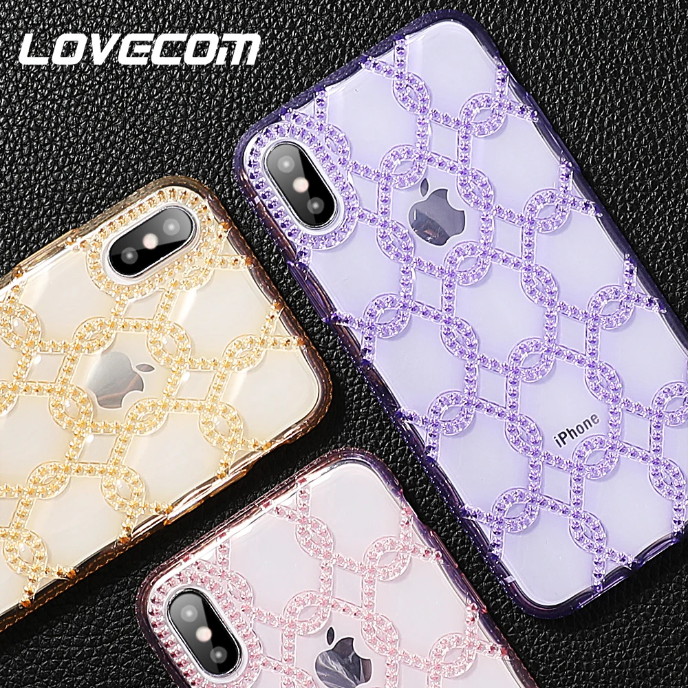 LOVECOM Diamond Texture Case For iPhone X XS Max XR 6 6S 7