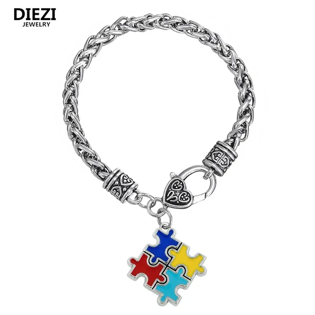 Zi Fashion Bracelets For Women Men Metal Autism Awareness Puzzle Zi Fashion Bracelets For Women Men Metal Autism Awareness Puzzle Autistic Charm Bangles