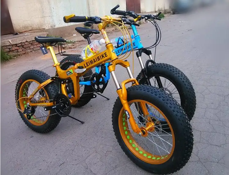 Best Kalosse  20*4.0 tires  Full suspension Folding Snow  bicycle, fat bike 20er , 20inch  21/24/27/30speed , beach mountain bike 2