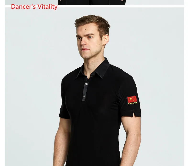 Men's Ballroom Dance Tops 2018 New Style Adult Men's Waltz Cha Cha Rumba Latin Dance Shirt Ballroom Stage Dancing Clothing male dancewear