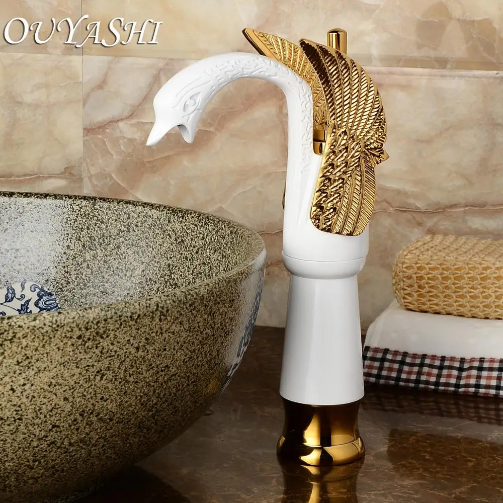 

OUYASHI Luxury Bathroom Basin Faucets high Swan Faucets Deck mounted water tap