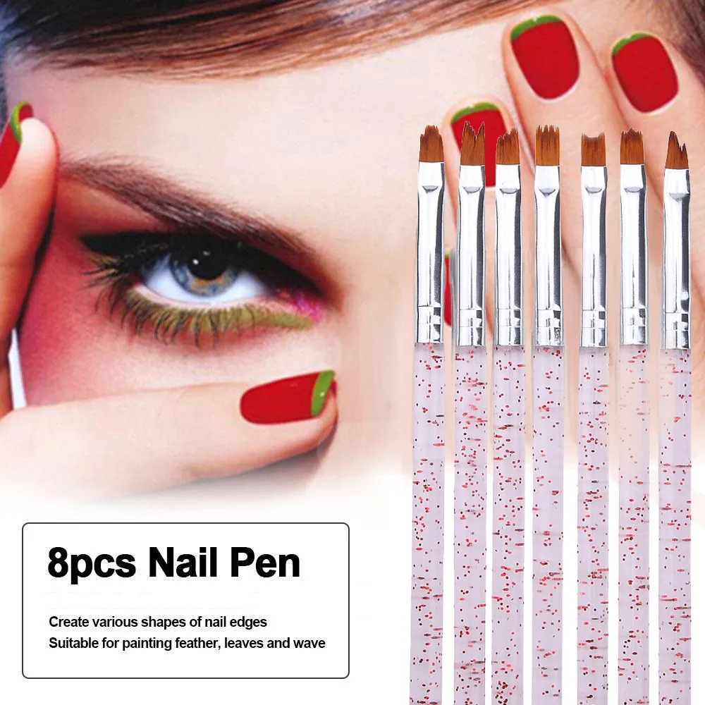 8 шт. Французский акриловый гель живопись перо набор Дизайн ногтей Кисточки