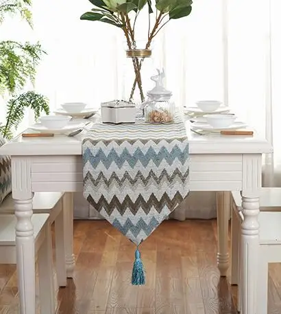 

Fyjafon Table Runner Blue Modern Table Runners Jacquard Weave Runner Table Double Layers Table Decoration Runners 32*160/32*180