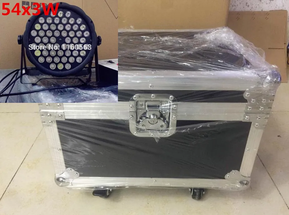 

6pcs 54X3W led par + flightcase +dmx cable DJ Par LED RGBW Wash Disco Light DMX Controller Free Shipping