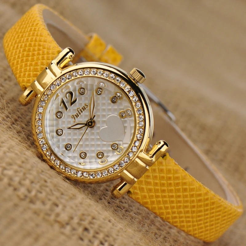 

Julius Ladies Fashion Quartz Watch Women Bracelet Clasp Casual Dress Leather Wristwatch Japan Quartz Birthday Gift JA-701