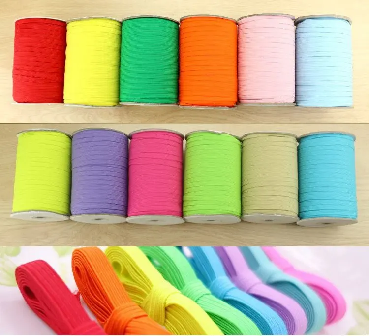 Colored Elastic Ribbon Binding Tapes 6mm DIY Elastic bing Band For