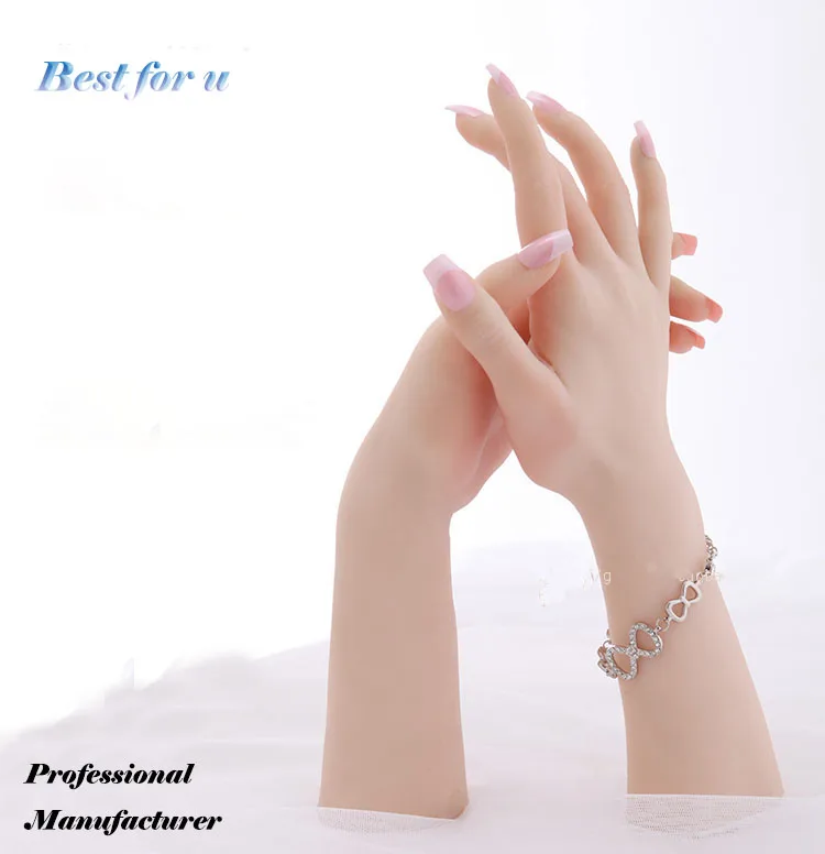 

Fast Free shipping!Realistic Female Hand Mannequin Soft Silicone Flexible Mannequin Hand For Ring Bracelet And Glove Display