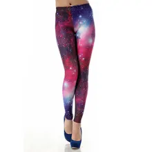 1036 Fitness Elastic Women Leggings Sexy Girl Polyester Slim Fit Workout Pants Trousers Shiny Star Galaxy Rose Starry Printed