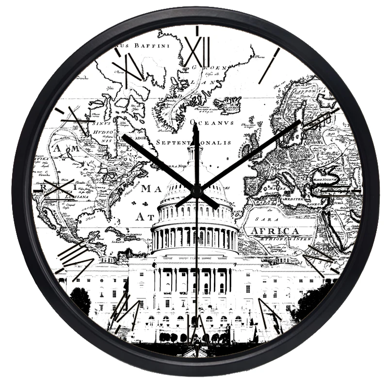 Часы с изображением белого дома в Вашингтоне карта часы для гостинной