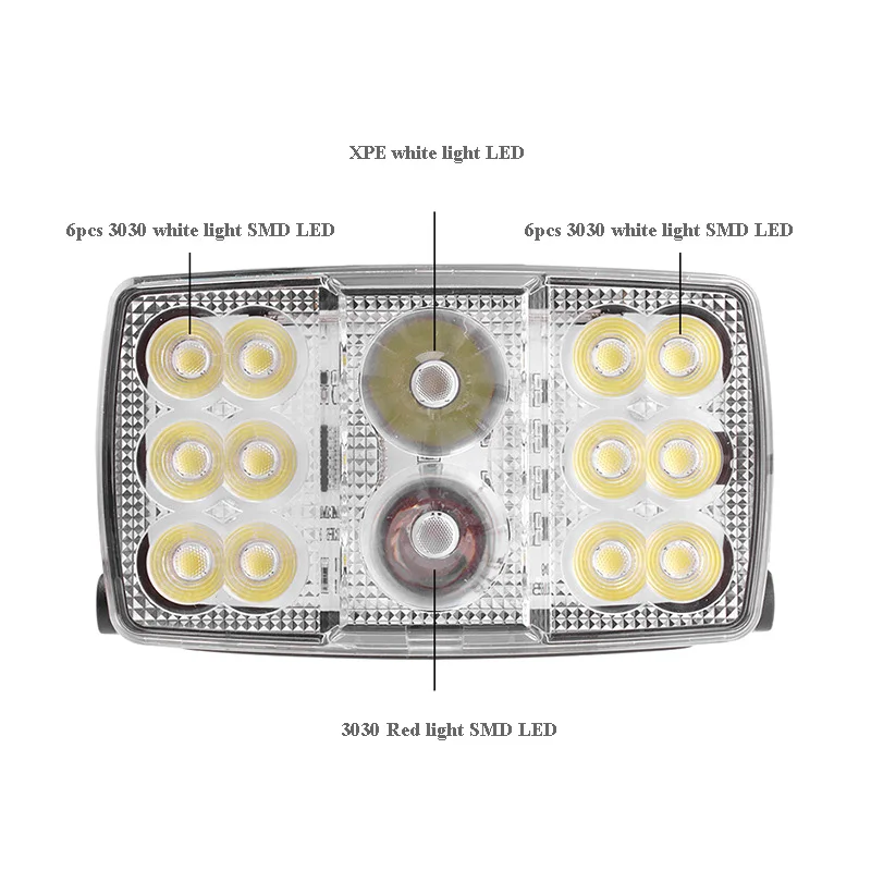Boruit B23 14 светодио дный белый свет+ красный свет USB Перезаряжаемые светодио дный фары(фары+ кабель USB