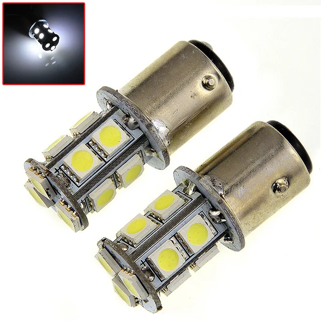 2 Шт. Высокое Качество 1157 BAY15D P21/5 Вт 13 SMD 5050 Автомобилей Светодиодные лампы включите Сигнальные Огни Стоп-сигналы Задние Фонари 13SMD Авто Заднего Вида Обратный Лампы 12 В