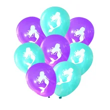 10pc/set Pretty Mermaids Balloon Girl Boy Happy Birthday Party Latex Tiffany Purple Ballons Gender Reveal Baby Shower Hat Topper