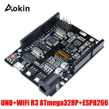 

For UNO+WiFi R3 ATmega328P+ESP8266 ( 32Mb memory ) USB-TTL CH340G For Arduino Uno NodeMCU WeMos ESP8266 Diy kit