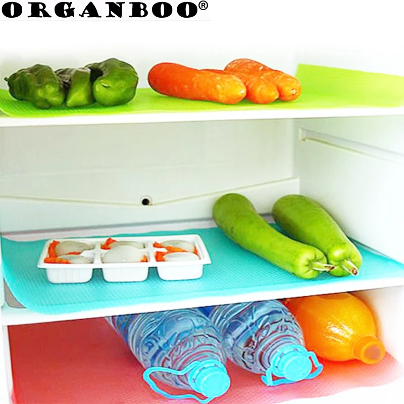 ORGANBOO 4Pcs/Lot EVA Refrigerator Freezer Mat Antibacterial Antifouling Mildew Moistureproof Waterproof Pad Table Drawer Mat