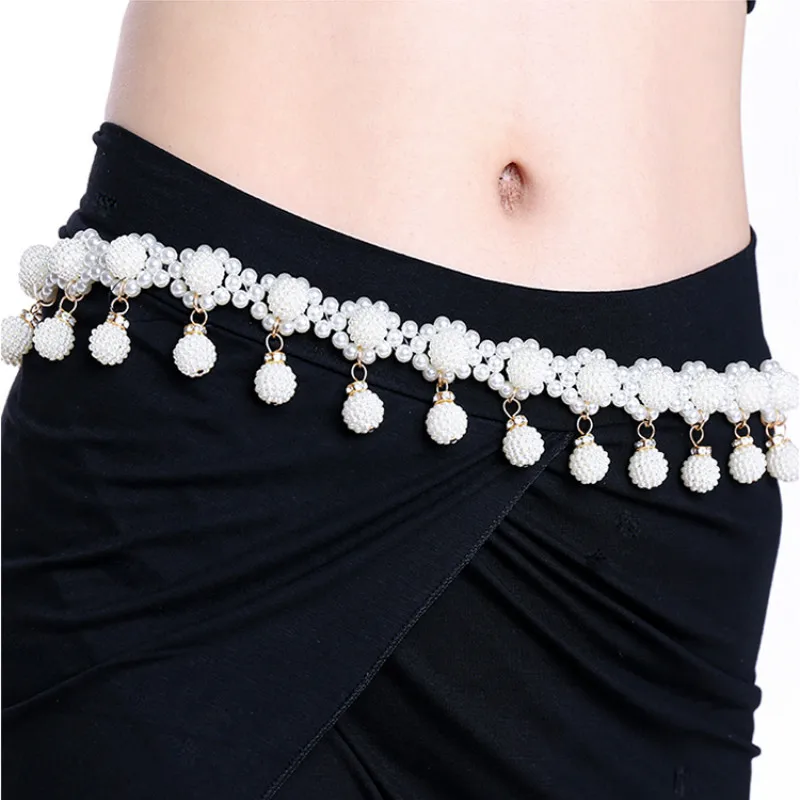 

Fashion Elegant Women Imitation Pearl Belts Alloy Chain Belts Sunflower Imitation Pearl Chain Women Clothing Accessories