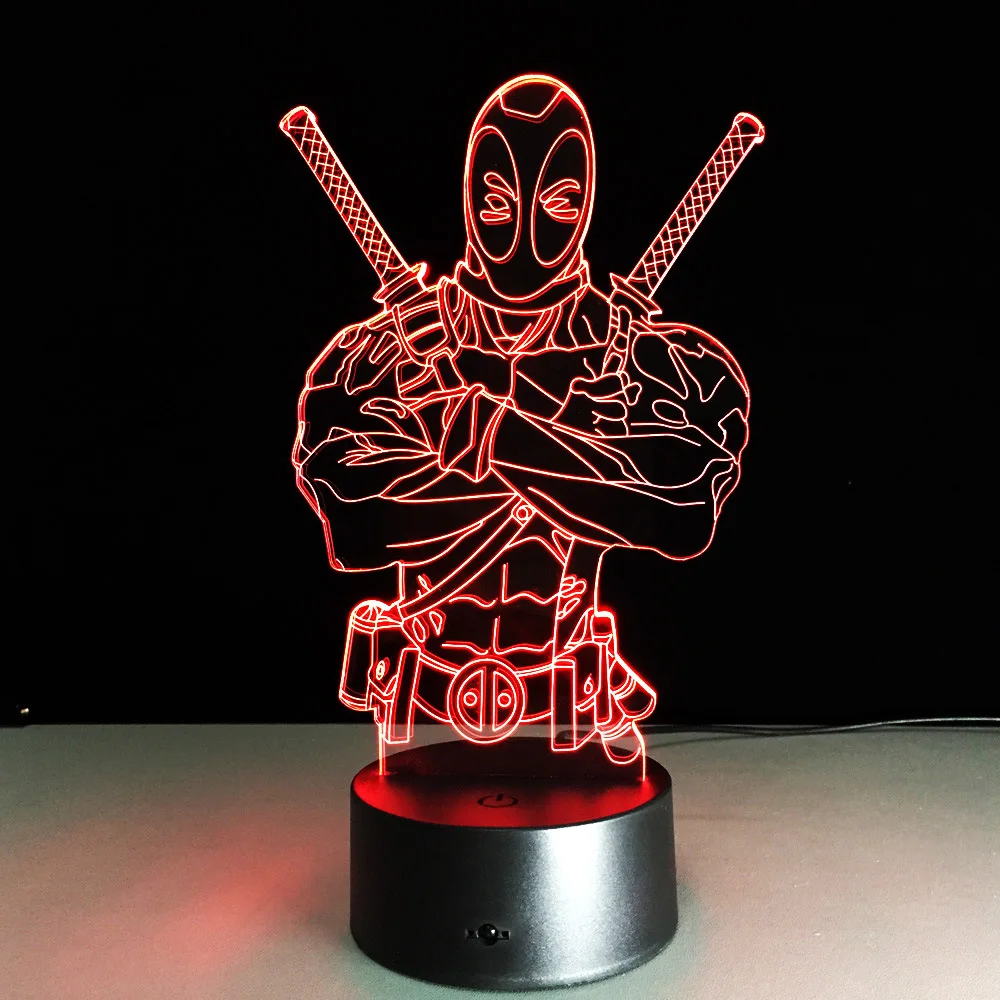 Creative Marvel Anti hero Deadpool Colorful LED Night Light Remote