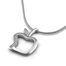 Solid 925 silver lovely apple pendant Christmas gifts.Fashion necklace sterling silver women.Charming girl silver jewelry Simple
