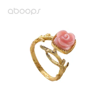 

Fashion 925 Sterling Silver Pink Rose Ring for Women Girls Adjustable Free Shipping