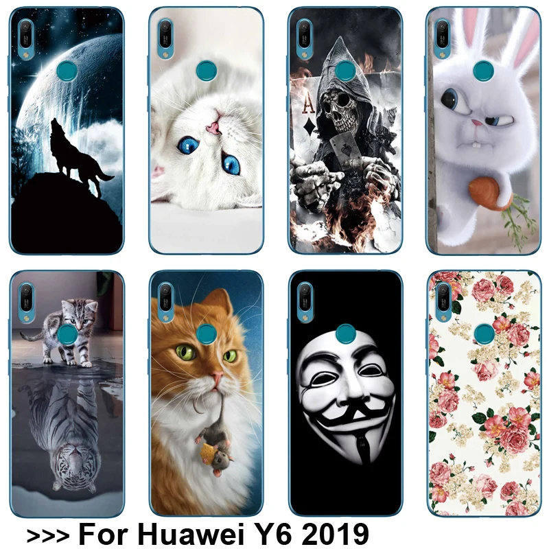 Рисунком чехол для huawei Y6 2019 MRD-LX1 MRD-LX1F мягкий TPU Y 6 Prime Y6Prime случае телефон задняя