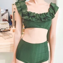 Купальники для малышек для женщин купальник женский раздельный танкини подросток из двух частей пляжный с завышенной талией s Biquini лист пикантны