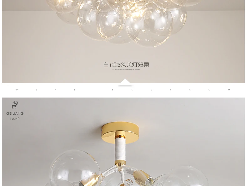 Скандинавский креативный светильник потолочный светильник для спальни люстра светильник ing современный Лофт стеклянный шар для комнатная потолочная лампа светильник светильники
