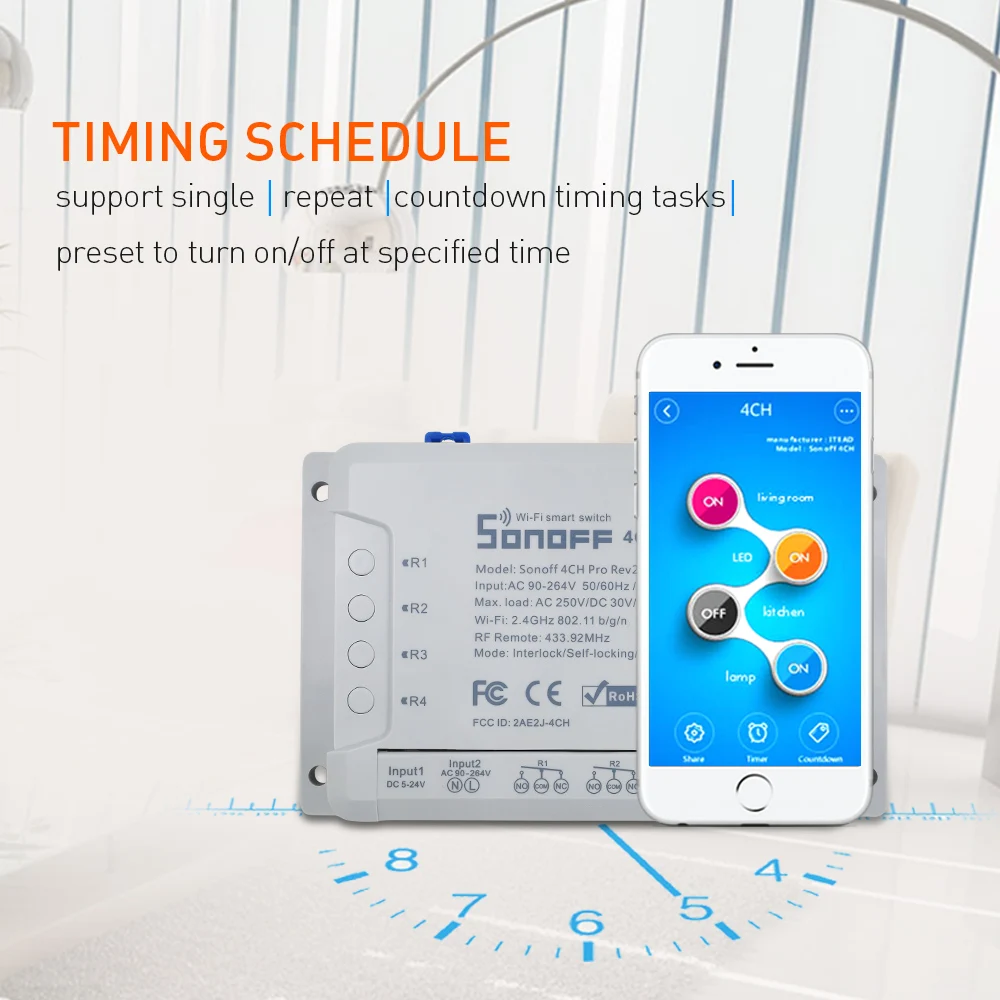  Sonoff 4CH Pro R2 4 Channel Gang RF 433mhz Remote Controller Wireless Wifi Smart Switch Inching Int - 32916036113
