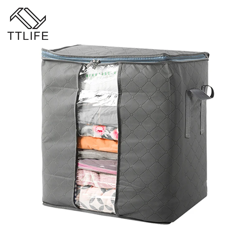 TTLIFE Bamboo Quilt Charcoal Clothes Blanket Folding Storage Organizer