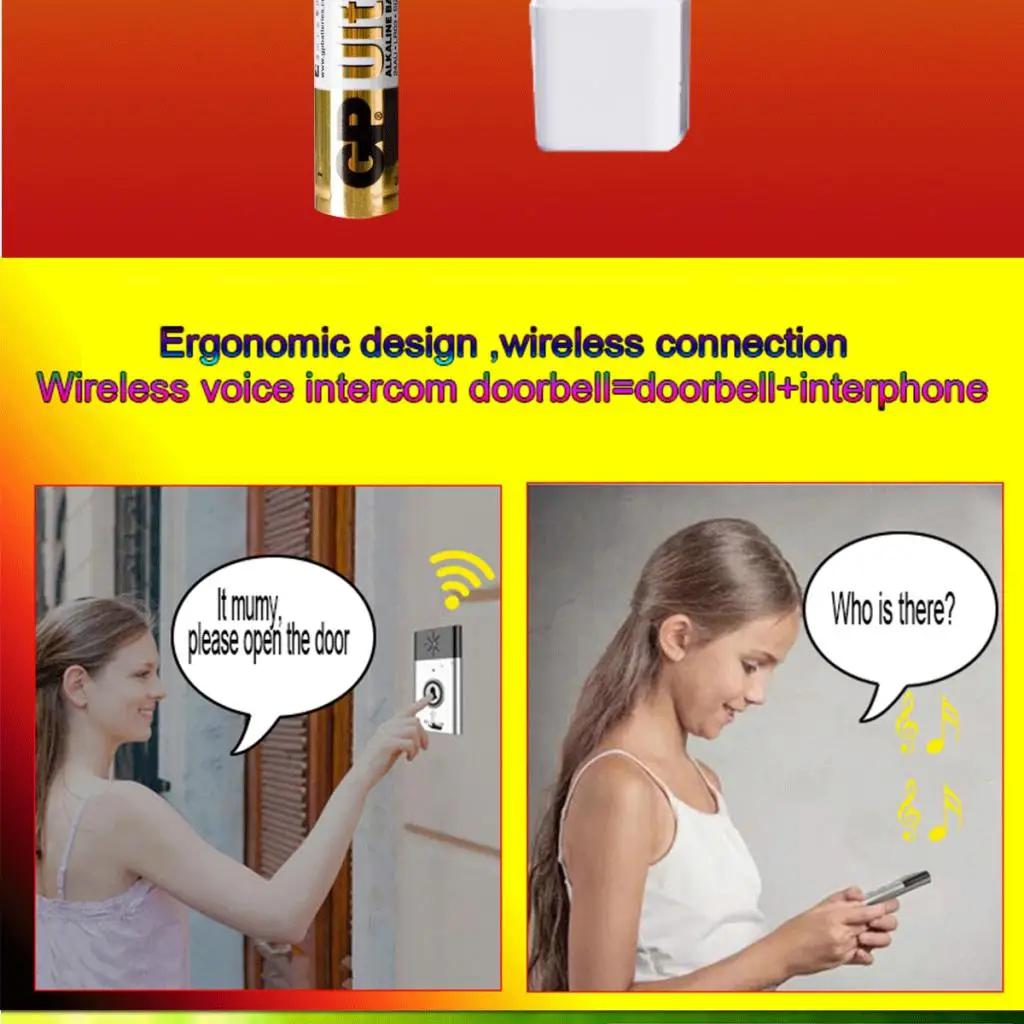 200M Range Wireless Doorbell Golden Door Chime Song with Sound Voice Intercom 200M Range Wireless Doorbell Golden Door Chime Song with Sound Voice Intercom