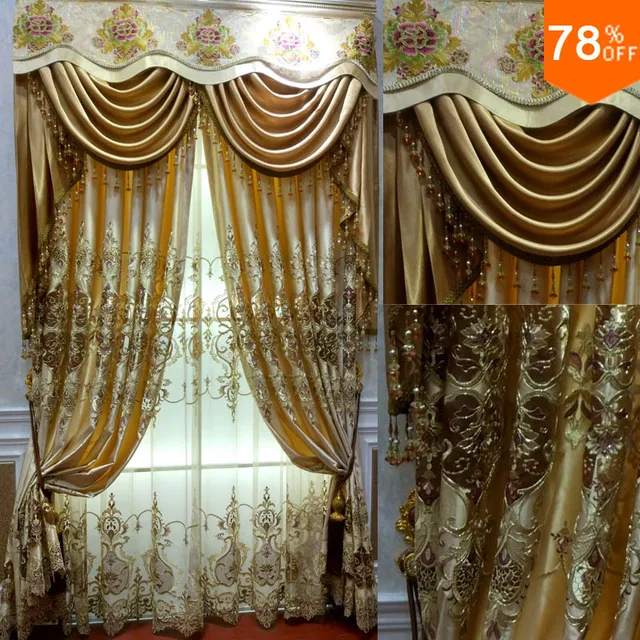 Oro cortinas de Egipto lujo real cenefa cortinas para sala ... Oro cortinas de Egipto lujo real cenefa cortinas para sala ...