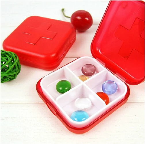 

New 4 Slot Health Medicine Pill Case Cover Portable Organizer Container Storage Box Red