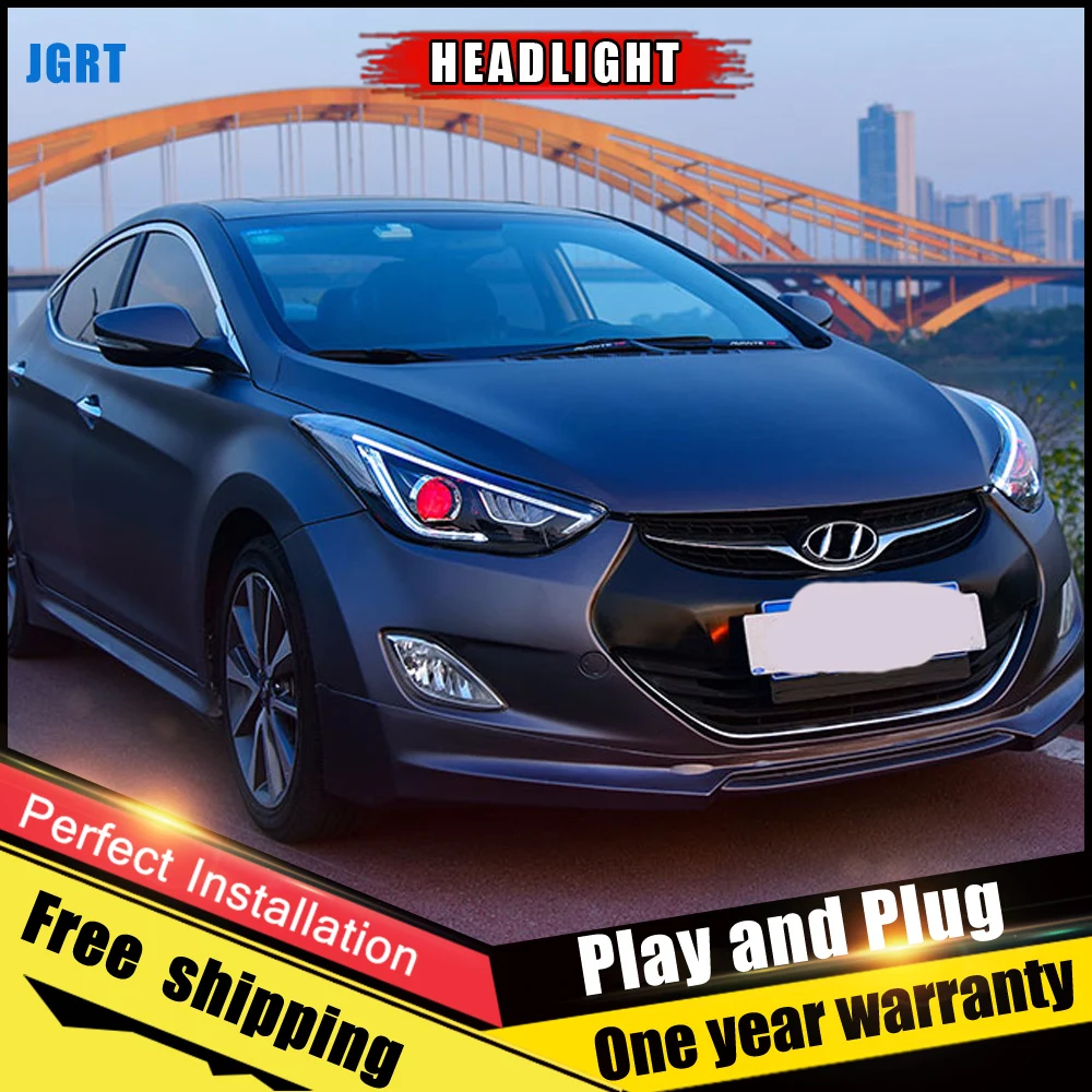 2 шт. автомобиль Стиль светодиодный фары для Hyundai Elantra 2011 2016 головная лампа