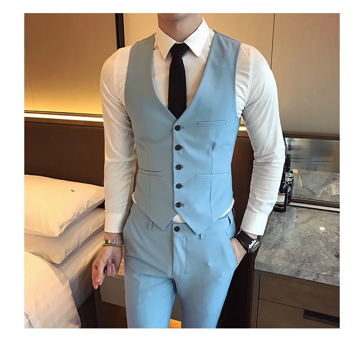 Однотонная одежда костюм жилет для мужчин Бизнес Slim fit S жилеты 3XL