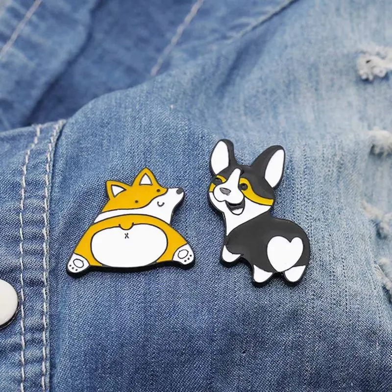 Броши Corgi в форме сердца и собаки эмалированная брошь для влюбленных корги