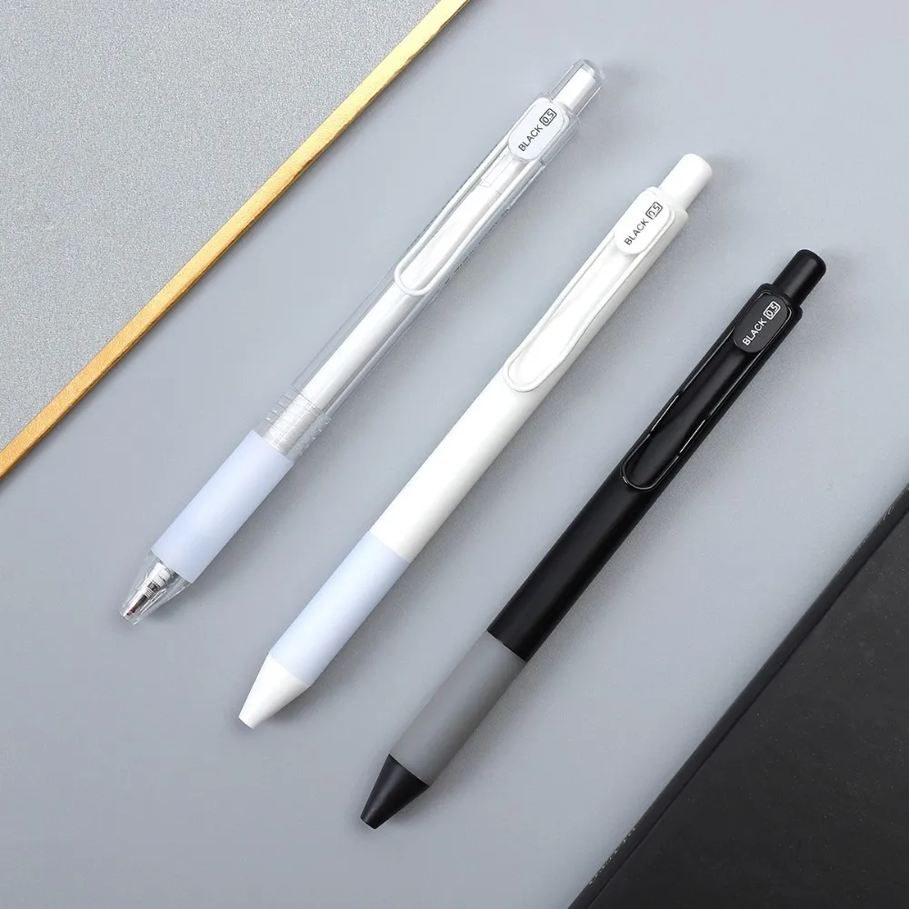 

1 Pc 0.5mm 3color Simple style plastic Gel Pen Press Pen Clip Gel Ink for student writing school supplies statiionery