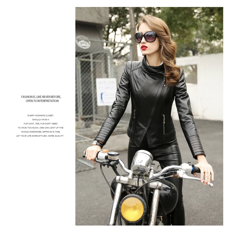 Женское весенне-осеннее пальто из натуральной кожи, Короткие стильные мотоциклетные кожаные куртки размера плюс 4XL, куртка из настоящей овчины